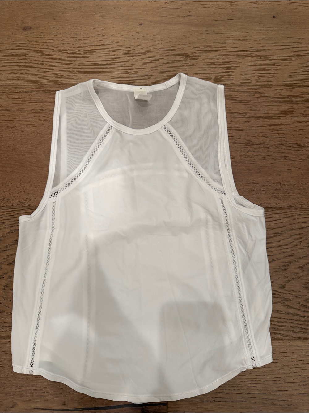 lululemon athletica White Sleeveless Mesh-Panel Athletic Tank w/crochet detail
